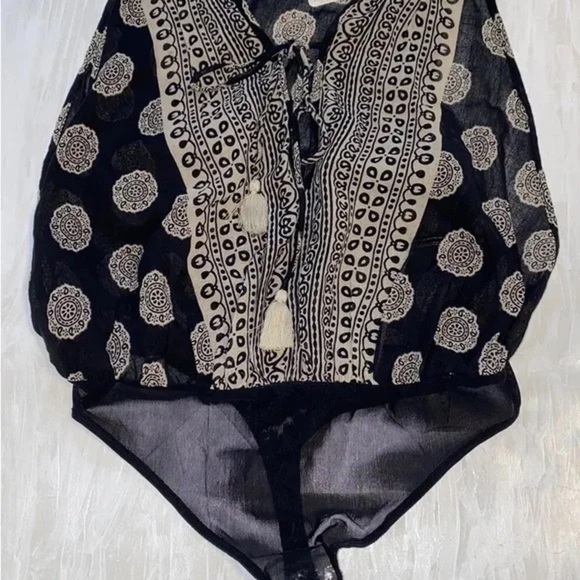 Free People | Soul Of The Sun Bodysuit Black Combo Medium - Picture 3 of 5